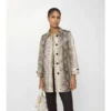 Kurzer Stonehaven-Car Coat aus beschichteter Baumwolle mit Python-Print