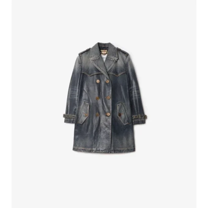 Kurzer Trench Coat aus Denim