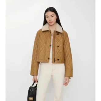 Lammfellkragen, gesteppte Baumwoll-Howle-Jacke