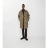 Langer Burberry-Car Coat aus Wolle mit Fischgrätenmuster