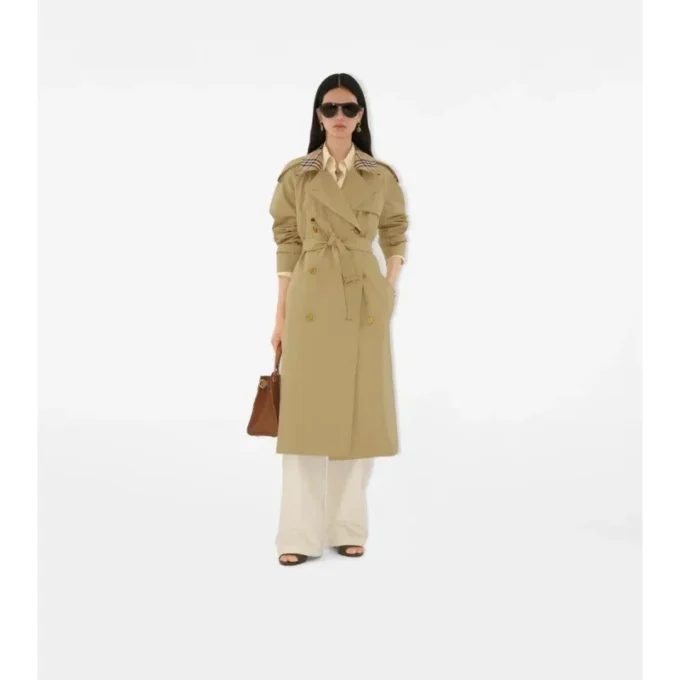 Langer Castleford-Trench Coat mit Karokragen