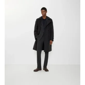 Langer, gefütterter Trench Coat aus Baumwolle und Nylon