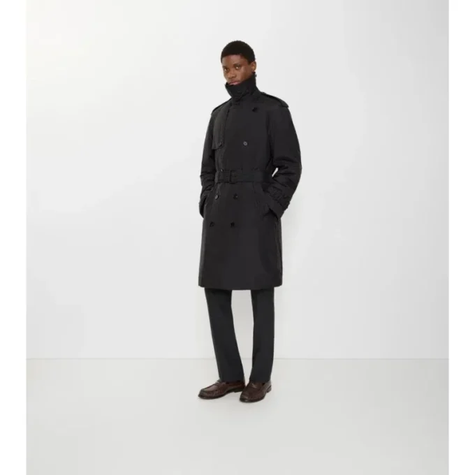 Langer, gefütterter Trench Coat aus Baumwolle und Nylon