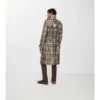 Langer, karierter Trench Coat „Foxfield“ mit Raffia-Effekt