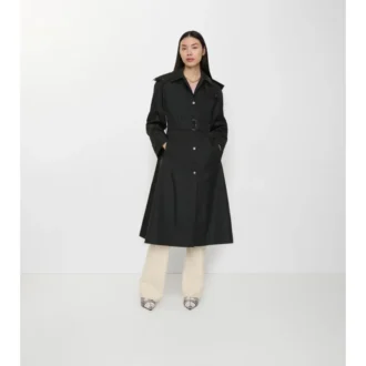 Langer Nylon-Car Coat mit Kapuze
