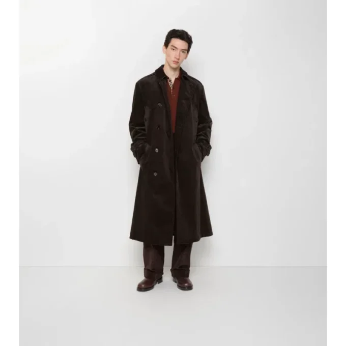 Langer Trench Coat aus Cord