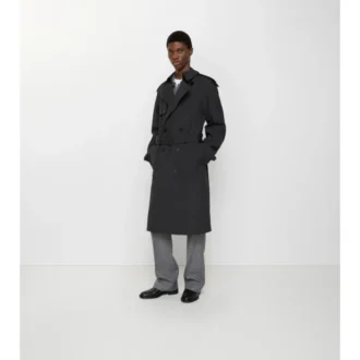 Langer Trench Coat aus gebondeter Stretchwolle