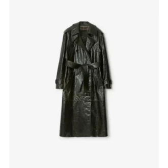 Langer Trench Coat aus geprägtem Leder