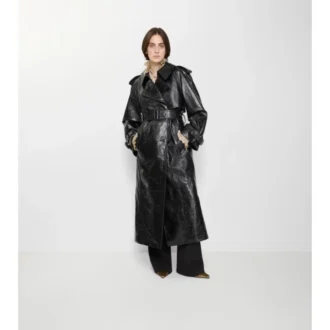 Langer Trench Coat aus geprägtem Leder