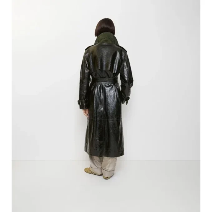 Langer Trench Coat aus geprägtem Leder