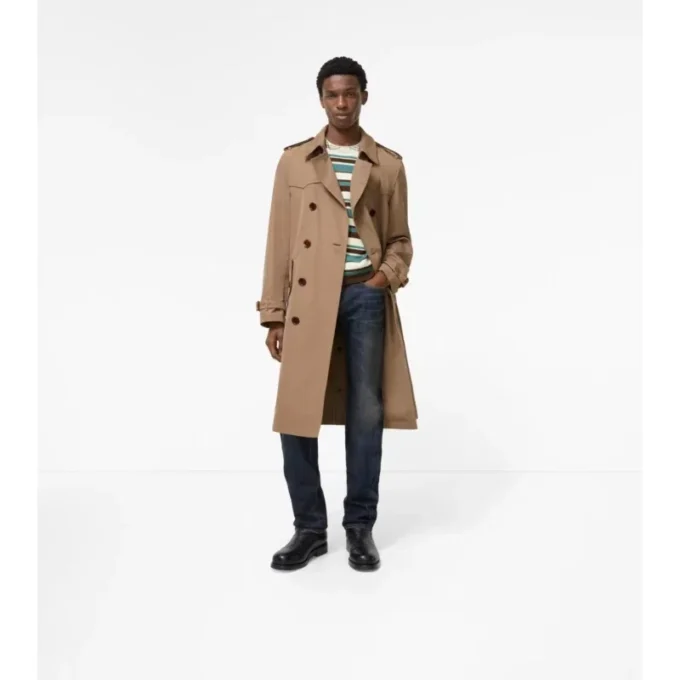 Langer Trench Coat aus Seiden-Baumwolle „Foxfield“