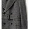 Langer Trench Coat aus Wolle mit Fischgrätenmuster