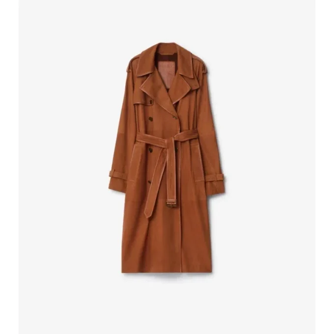 Langer Trench Coat „Castleford“ aus Nubukleder