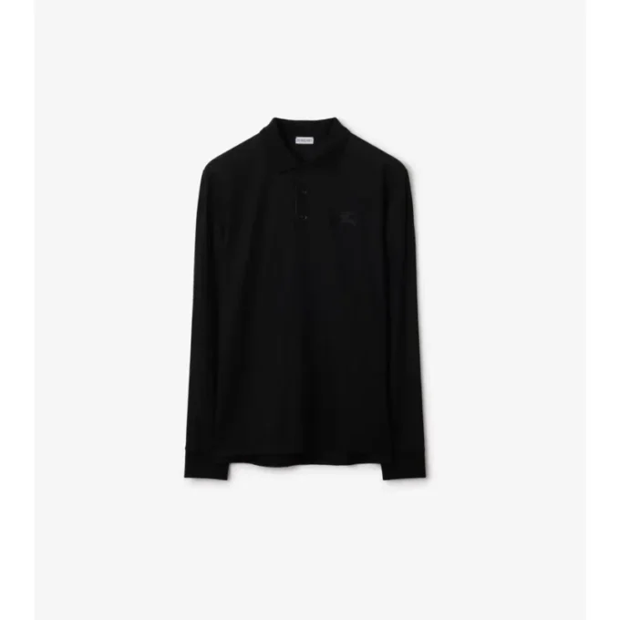 Langärmliges Baumwoll-Poloshirt