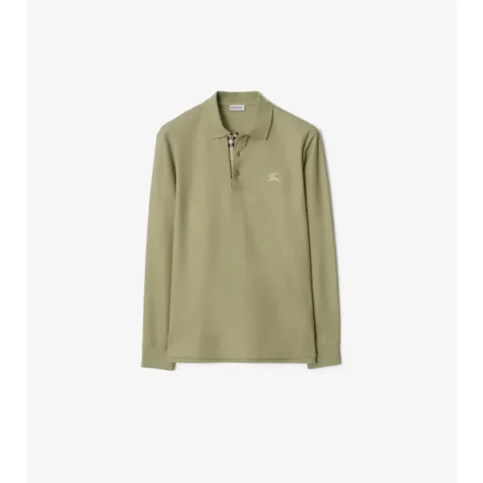 Langärmliges Baumwoll-Poloshirt