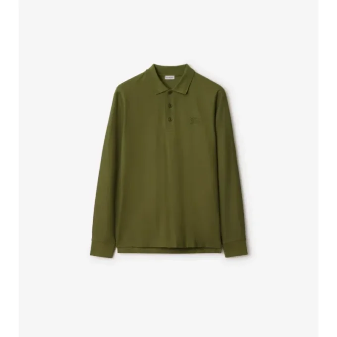 Langärmliges Baumwoll-Poloshirt