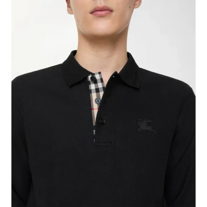Langärmliges Baumwoll-Poloshirt