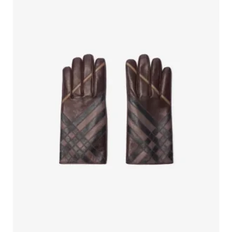 Lederhandschuhe mit Intarsien-Karomuster