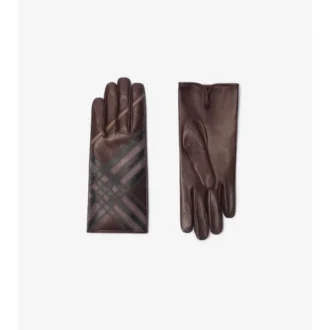Lederhandschuhe mit Intarsien-Karomuster