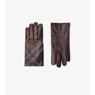 Lederhandschuhe mit Intarsien-Karomuster
