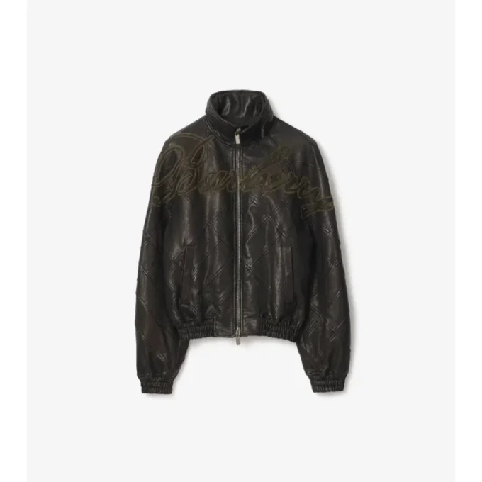 Lederjacke mit kursivem Logo