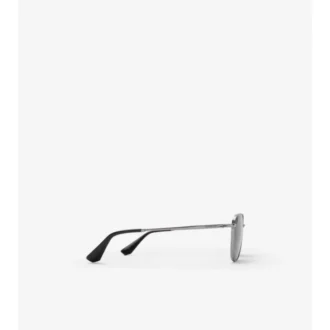 Metallic-Karierte Sonnenbrille mit quadratischem Rahmen