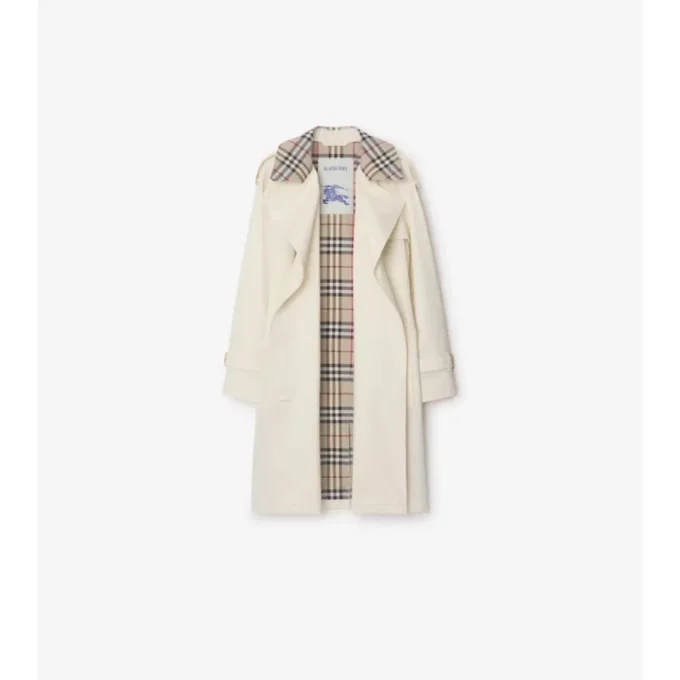 Mittellanger Castleford-Trenchcoat mit Karomuster am Kragen