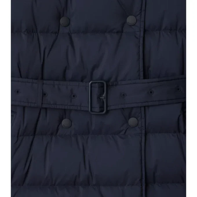 Mittellanger Nylon-Daunenmantel mit Kapuze