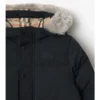 Nylon-Daunenmantel mit Kunstfellbesatz