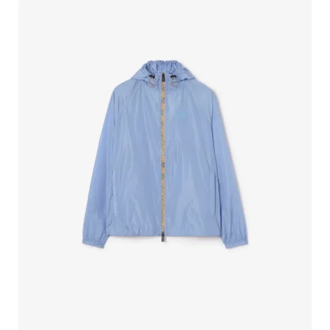 Nylon-Kapuzenjacke mit Karoband