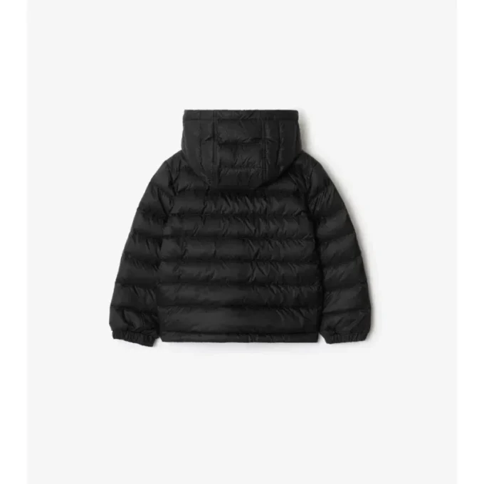 Nylon-Steppjacke mit Kapuze und Karomuster