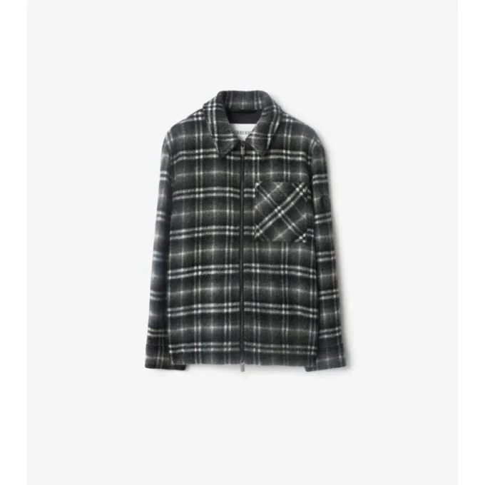 Overshirt aus Wolle mit Karomuster