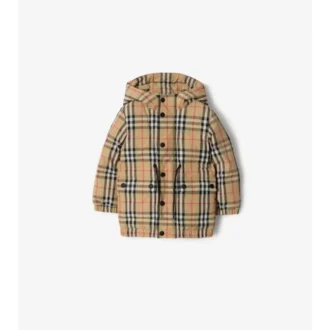 Puffermantel aus Nylon mit Karomuster