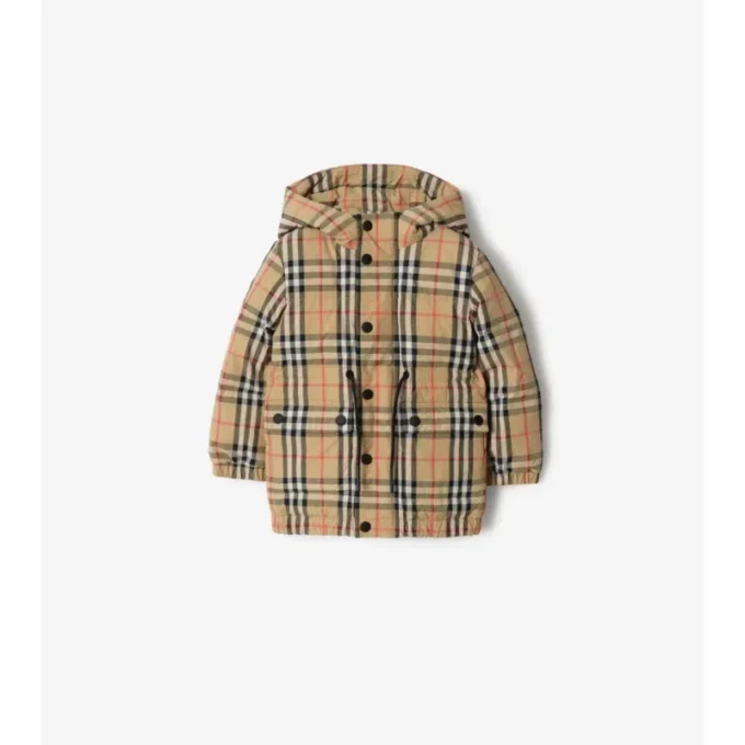 Puffermantel aus Nylon mit Karomuster