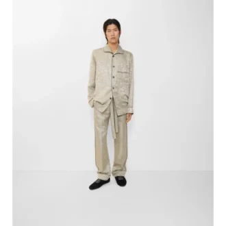 Pyjama-Hose aus Seide mit Sonnenblumenmuster