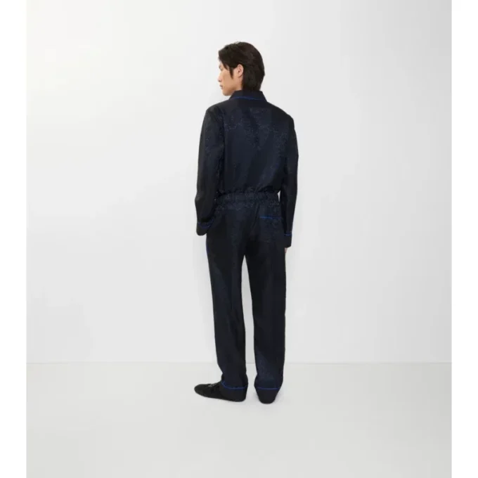Pyjama-Hose aus Seide mit Sonnenblumenmuster