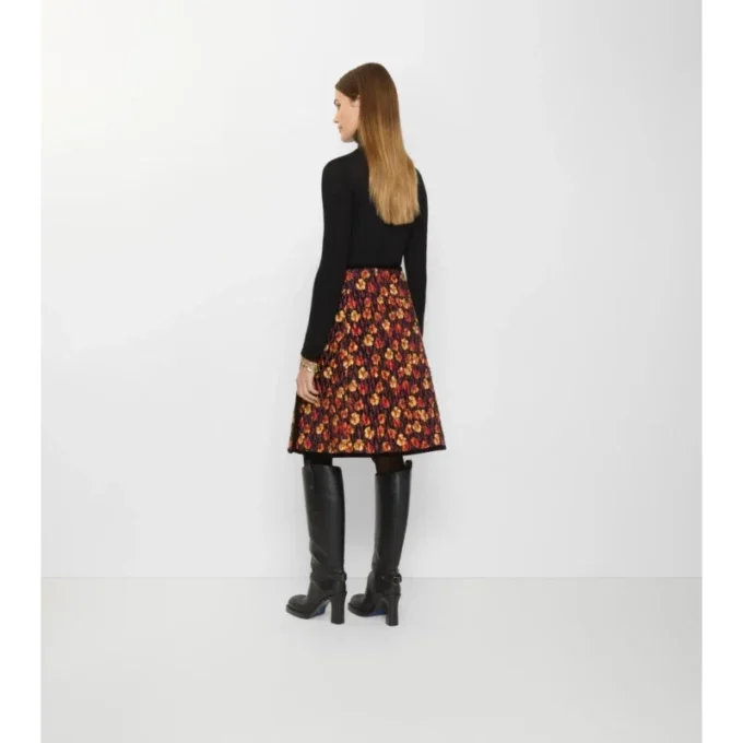 Rock aus gestepptem Nylon mit Geranium-Blatt-Muster