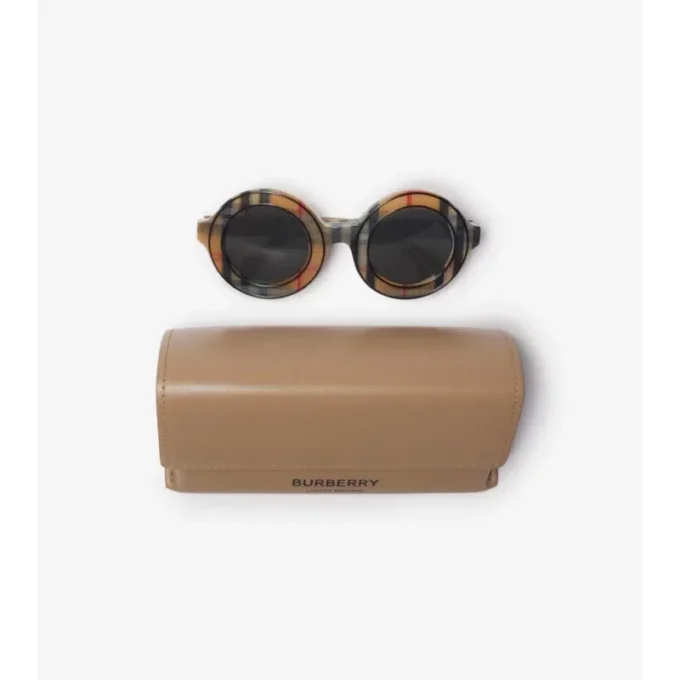 Runde Sonnenbrille mit Karomuster