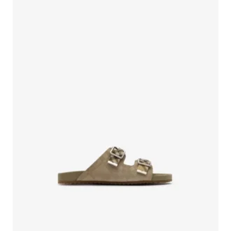 Sandalen aus Wildleder mit Karomuster