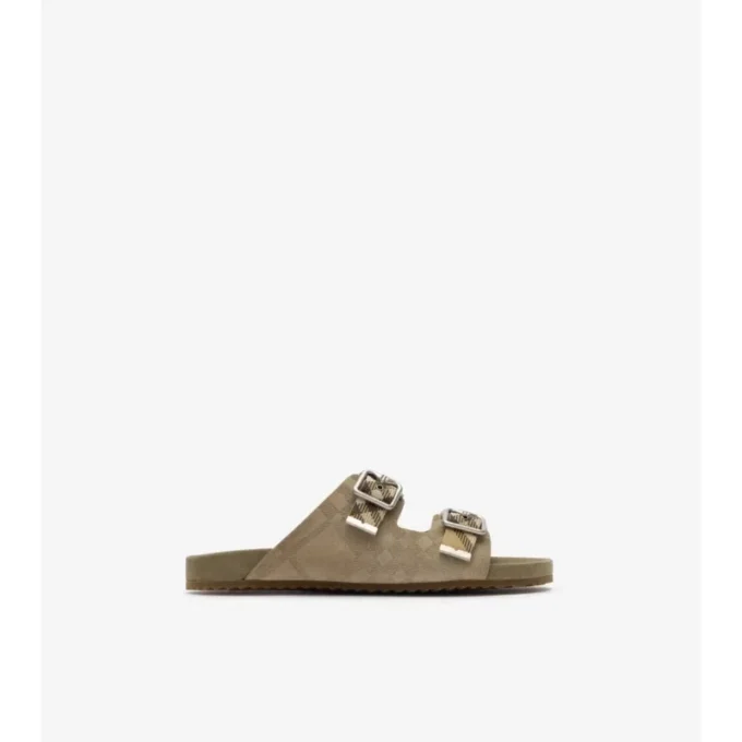 Sandalen aus Wildleder mit Karomuster