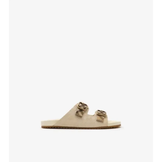 Sandalen aus Wildleder mit Karomuster