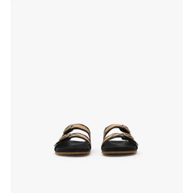 Sandalen aus Wildleder mit Karomuster