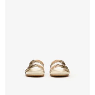 Sandalen aus Wildleder mit Karomuster