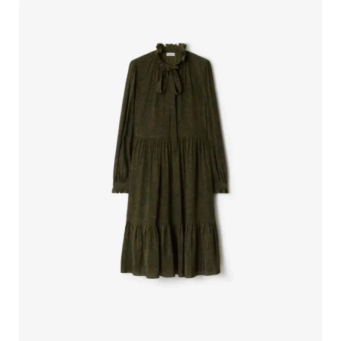 Seidenkleid mit Blattmuster