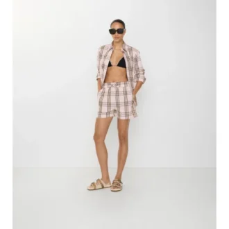 Shorts aus Baumwoll-Karostoff
