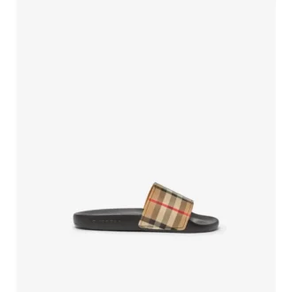 Slides mit Vintage Check-Muster