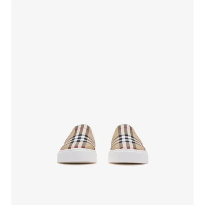Slip-On-Sneaker aus Baumwoll-Karostoff