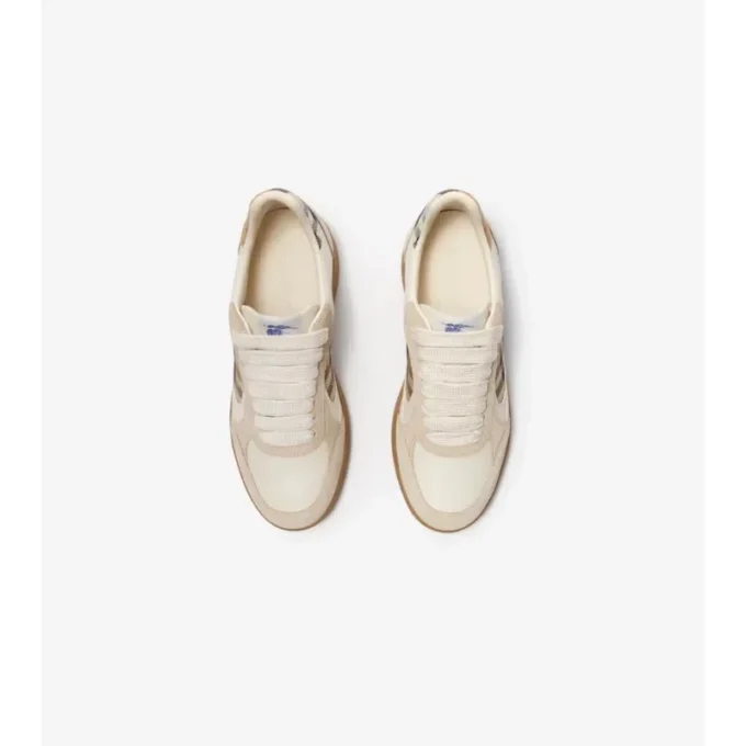 Sneaker aus Leder, Wildleder und Check-Muster