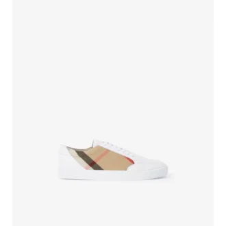 Sneaker mit Karomuster und Leder