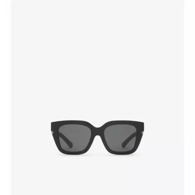 Sonnenbrille mit quadratischem Rahmen und Check-Muster-Intarsien